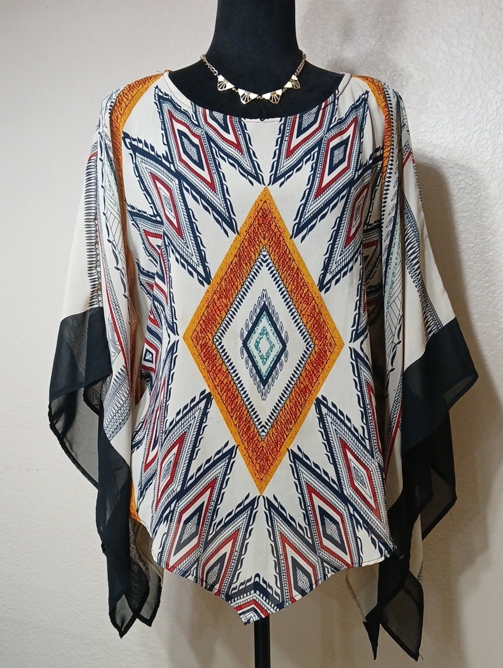 Boho Diamond Print Tunic Top